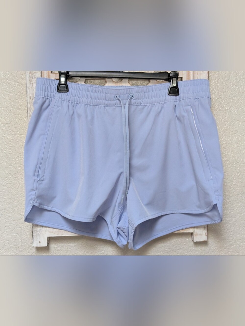 LANDS’ END Womens Board Shorts SIZE 12 Quick Dry Light Blue 4" inseam Beach Hike